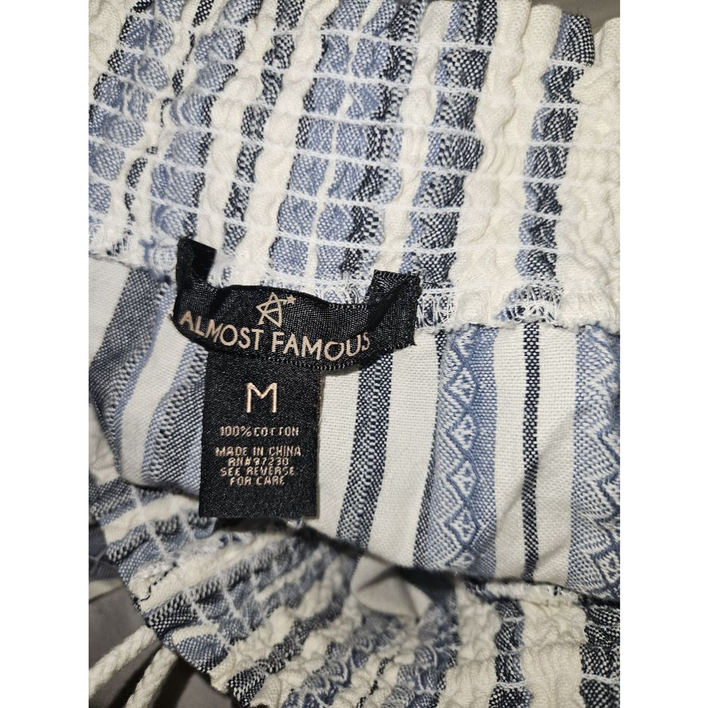 Almost Famous Medium Knit Pull On Elastic Waist Striped Drawstring Pants New - Picture 3 of 9